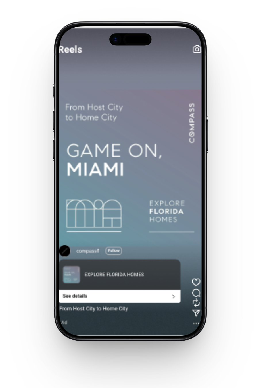 The Game On, Miami ad as it ran on Instagram Reels